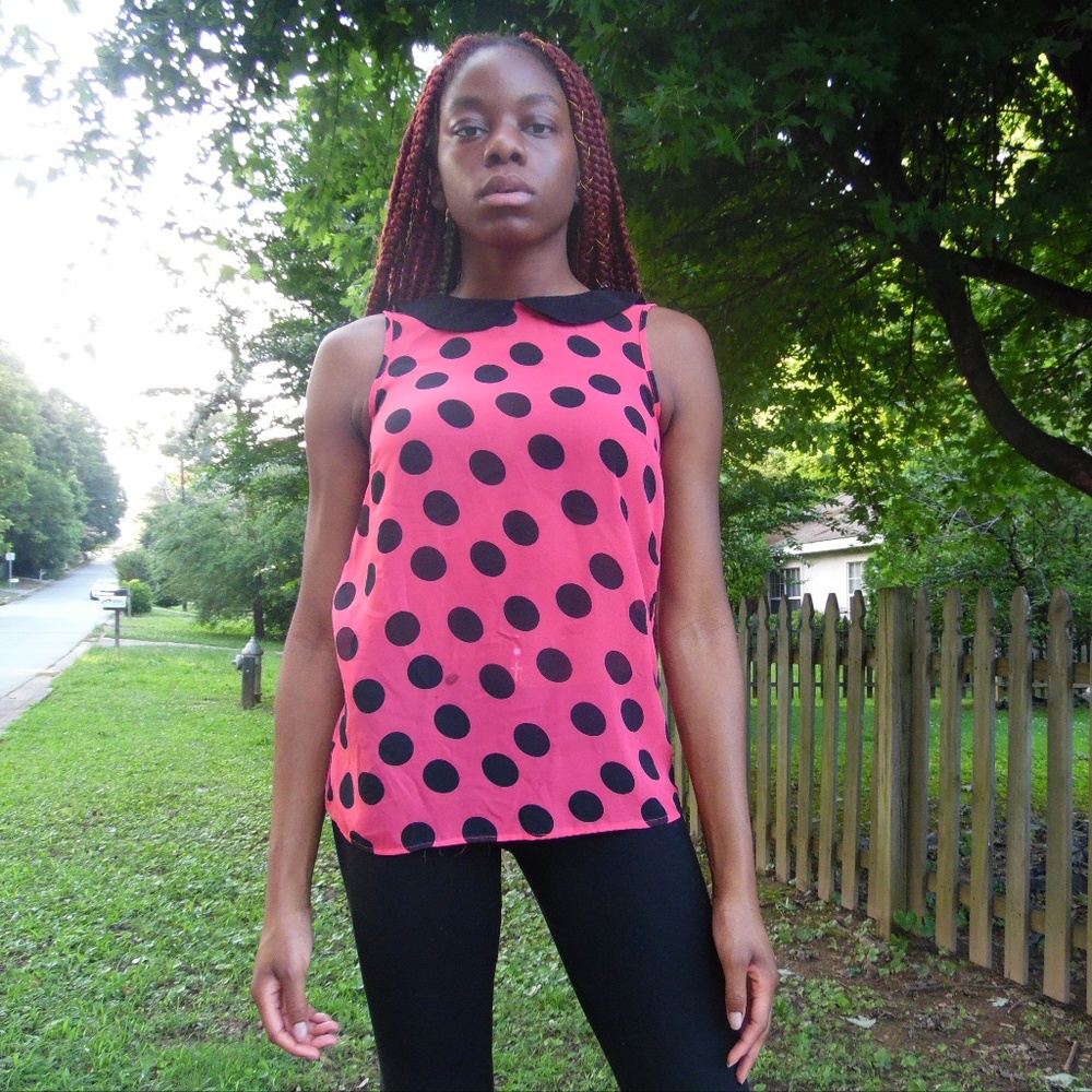 DOTS polka dot back button down top